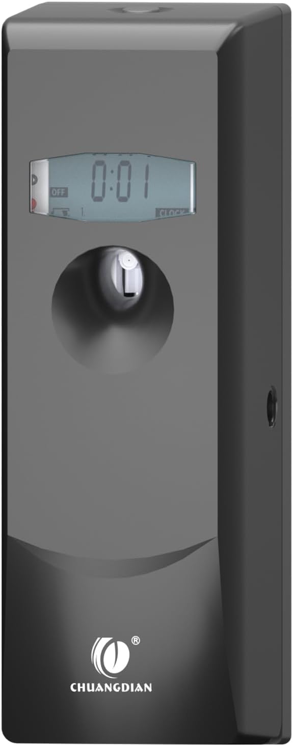Automatic Air Freshener Dispenser - Commercial Wall-mounted LCD Programmable Aerosol Fragrance Dispenser, Compatible with Standard-size Aerosol Can, Chuangdian, Dark Grey