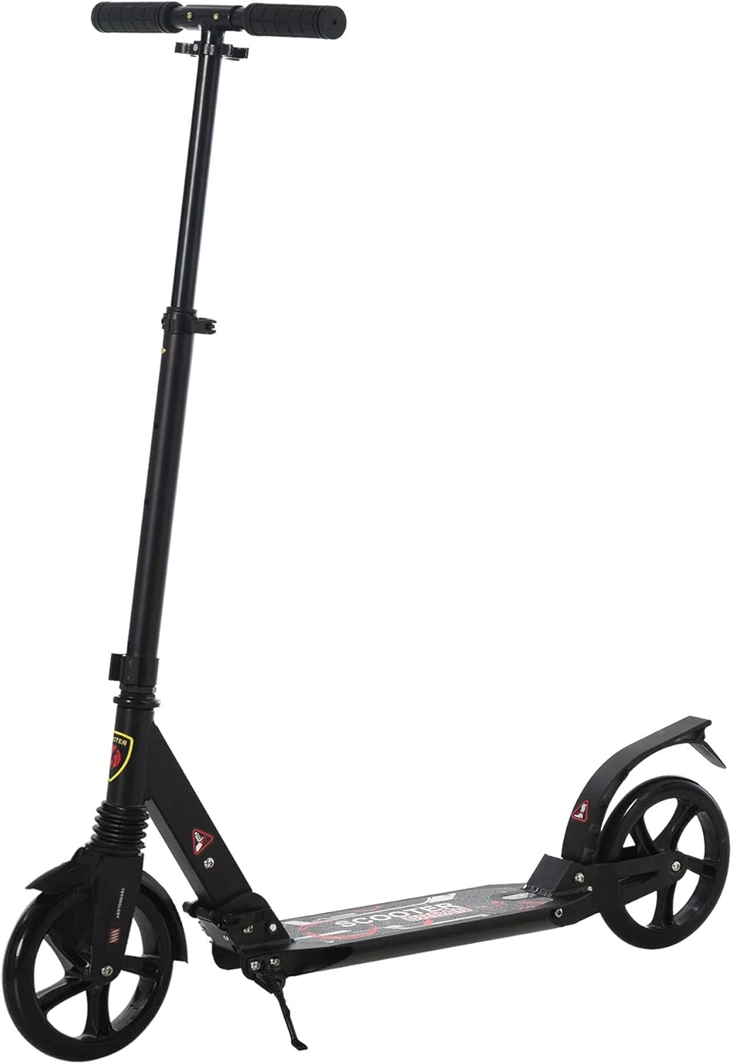 HOMCOM Folding Kick Scooter 2 Big Wheels Teens Adult 14+ Adjustable Ride On