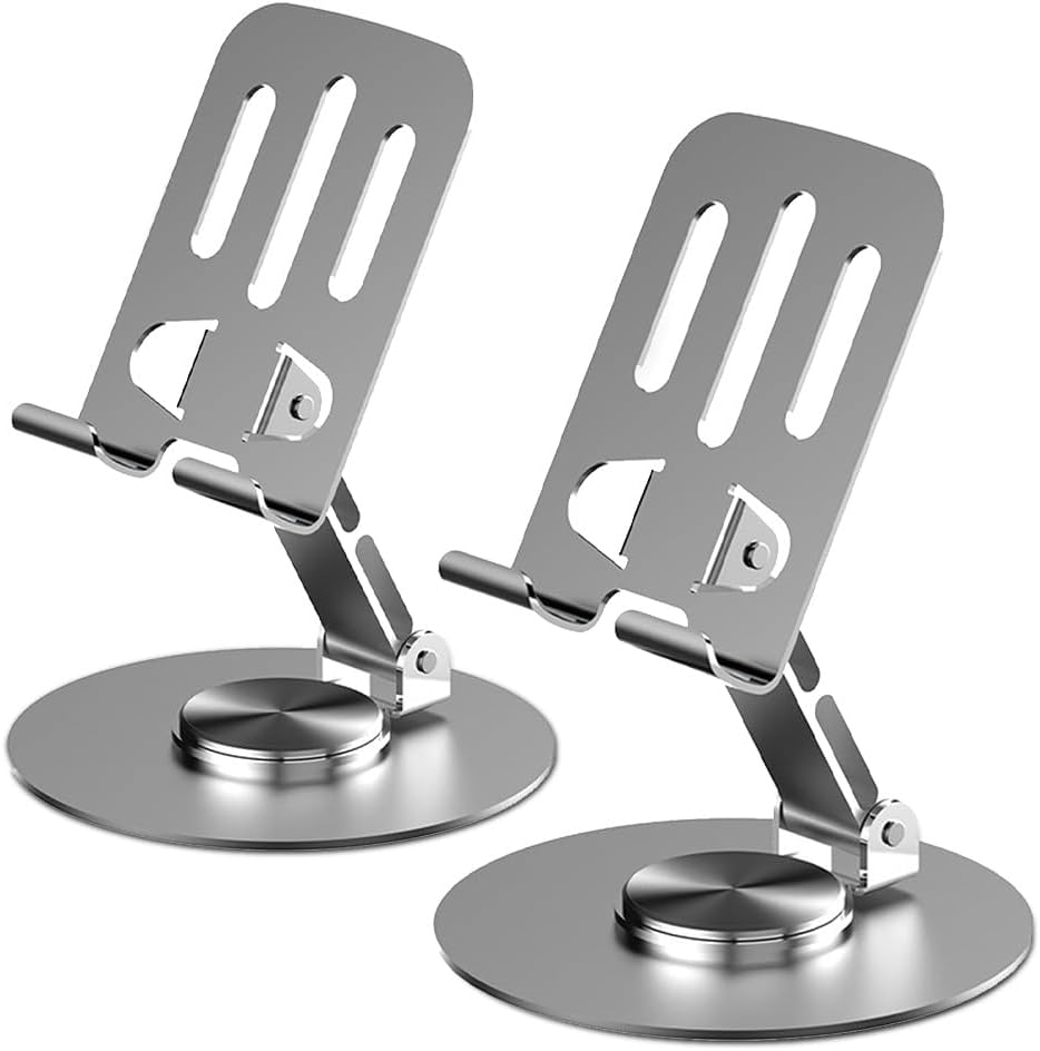 XunyLyee 2 Pack Phone Stand, Adjustable Phone Holder Stand For Desk, Full Aluminum Desktop Holder Stand for iPhone 17 16 15 14 13 12 11, Galaxy S24 Ultra S23, All 4"-8" Mobile Phones - Grey