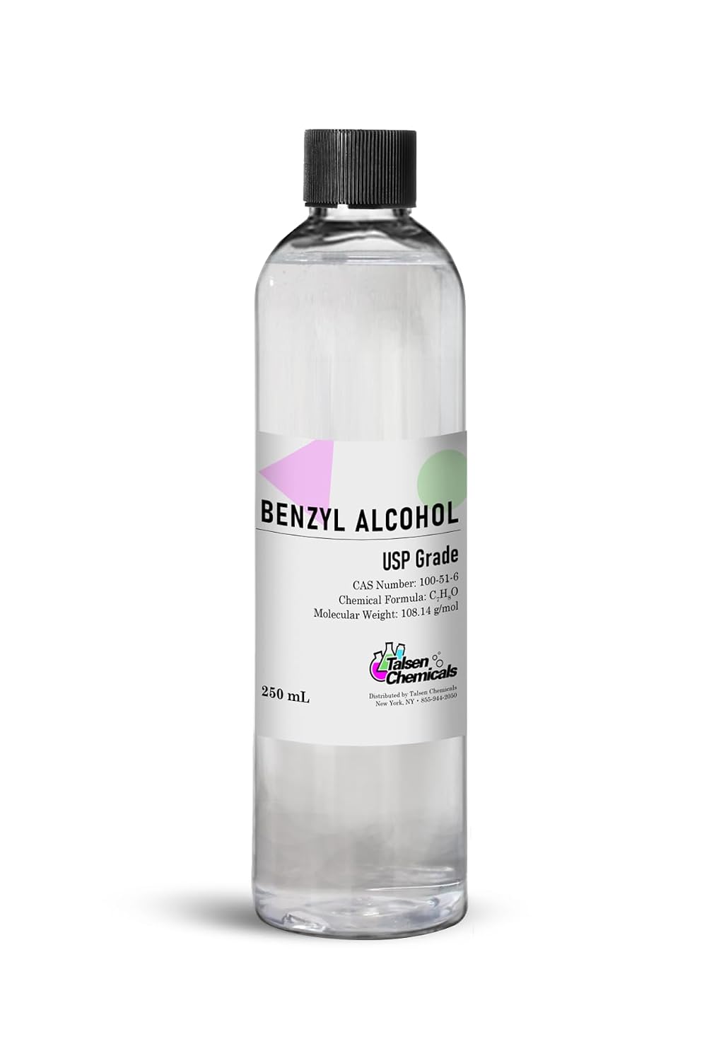Benzyl Alcohol 99.9% Pure – Multi-Purpose Industrial Grade Solvent & Preservative – 250 mL / 8.45 Oz Bottle, Industrial & Cosmetic Applications High Purity Benzyl Alcohol by Talsen Chemicals