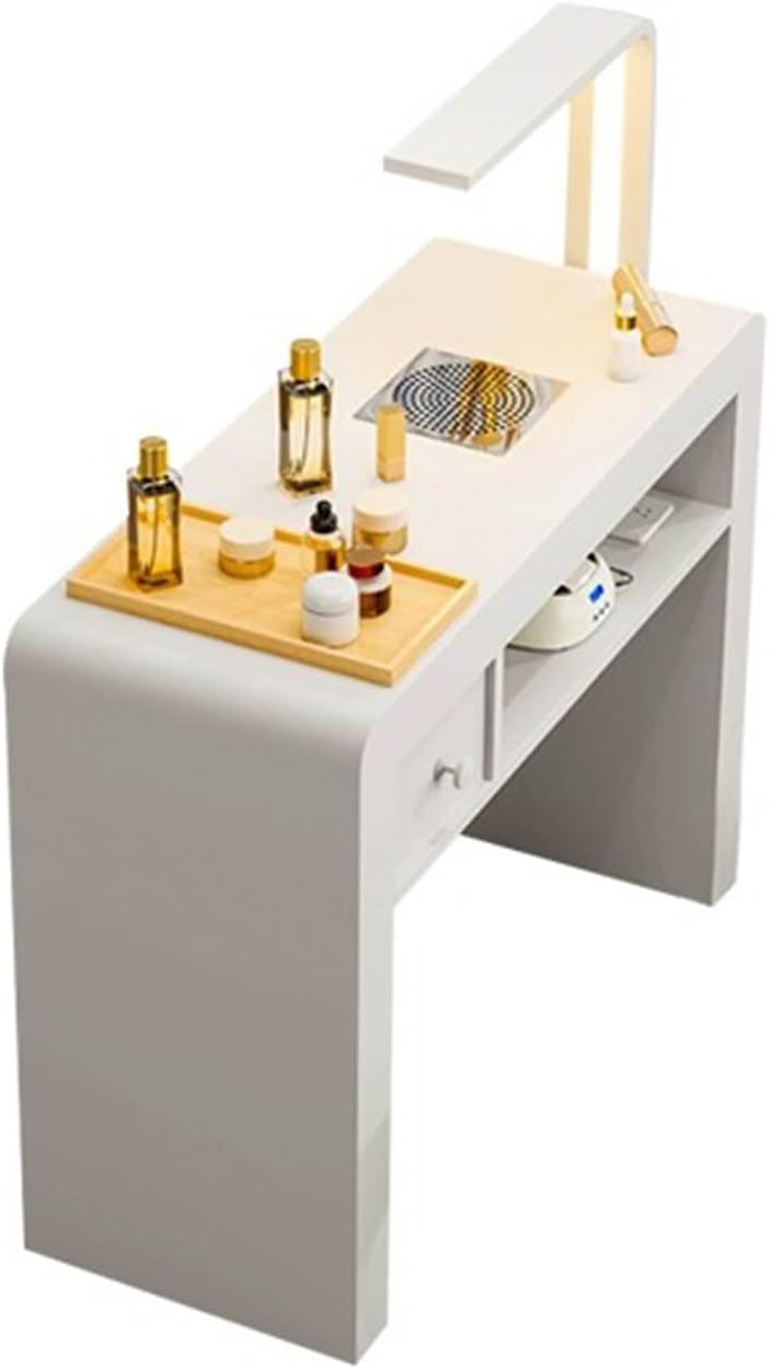Manicure Table Station, Home Salon Spa Nail Desk With Dust Collector & LED Lamp, Nail Beauty Manicure Desk Workstation With Storage Drawers