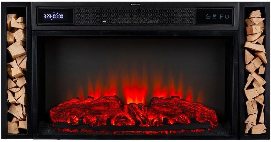 Klarstein Electric Fireplace, Electric Fire and Surround Mantel Suite, 1900W LED Flame Fire Place with Remote Control, Timer, and Auto Temperature Control, Indoor Log Effect Wood Burner, Fan Heater