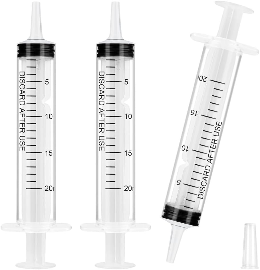 OFFCUP Plastic Syringes, 3pcs 20ML No Needle Syringes, Individually Packaged Liquid Measuring Syringe Tools with Cap, Feeding Syringe for Pets Labs Animal Dispensing Watering