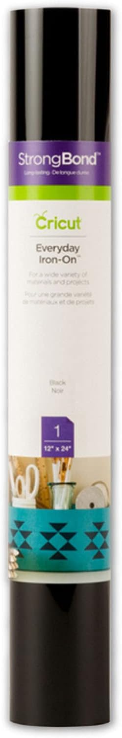 Cricut Everyday Iron On - Black, 2ft Roll (12'x24') - HTV Heat Transfer Vinyl for Shirts, Apparel, Hats & More - Compatible with Maker & Explore Machines