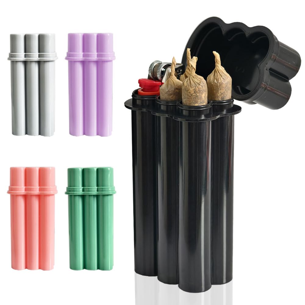 4-Hole King Size Pre-roll Cone Holder Case, Cigarette Case for Regular Size Cigarettes & King Size, Small Container Lighter Box, Smoking Accessories for 1-1/4 Size Pre Rolled Rolling Paper