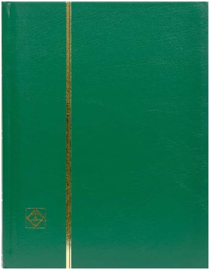 Stamp Album Stockbook by Lighthouse 32-Black Page Stamp Stock book LS2/16 Green (Size: 6 1/2" x 9")