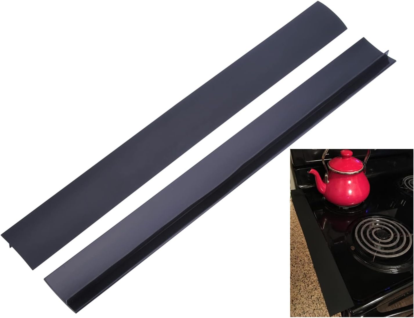 Stove Gap Covers (2 pack), Easy to Clean Gap Fillers Between Counters and Stovetops, Oven, Washer，Furniture Easy to Install Heat Resistant, Black 25 Inches