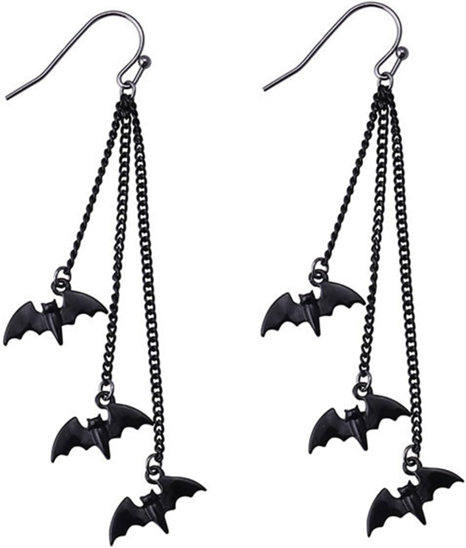 Bat Drop Dangle Earrings for Women Men Funny Black Bat Tassel Earrings Scary Halloween Cosplay Party Jewelry Gifts