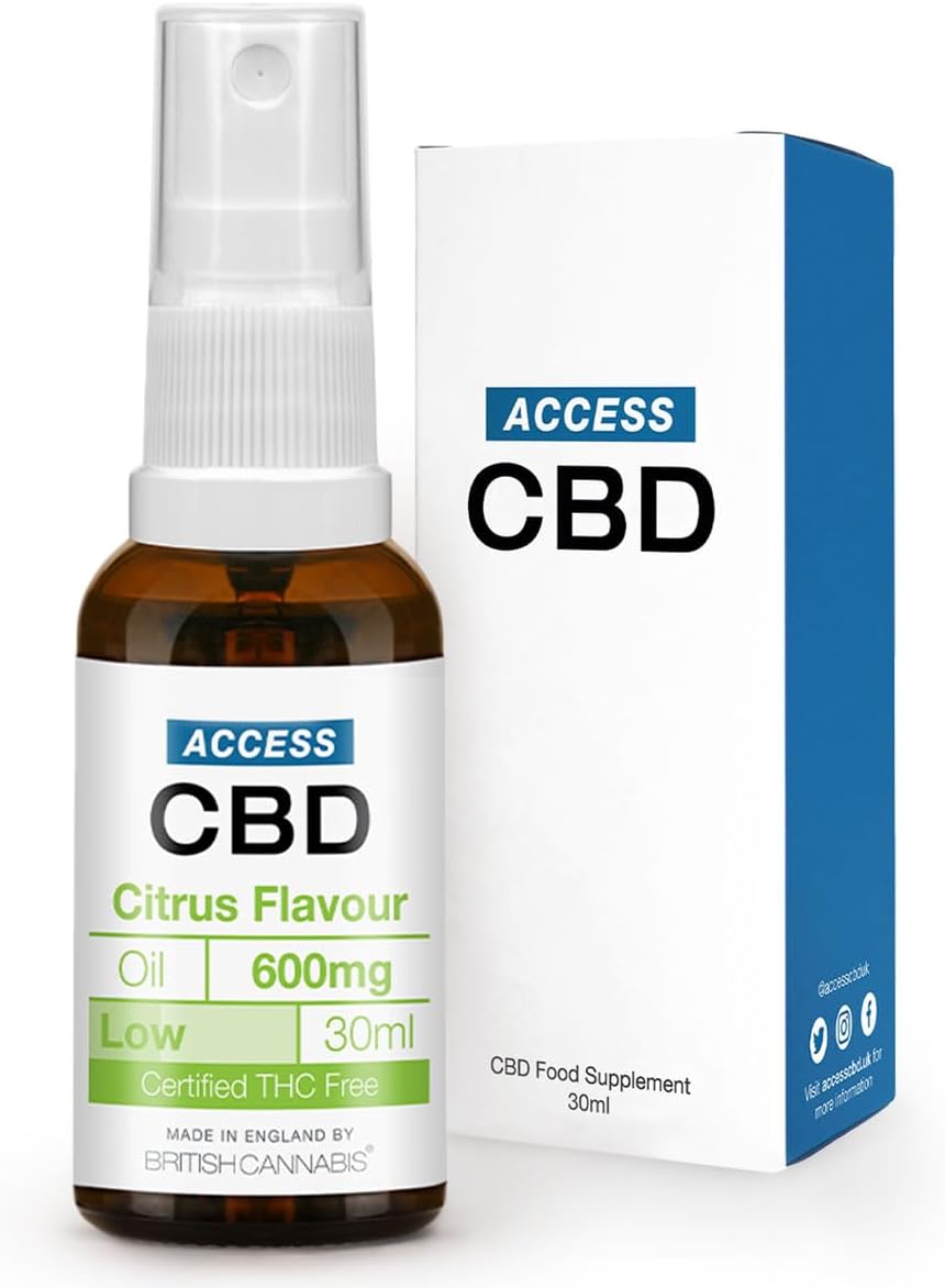ACCESS CBD Oil 600 mg | Vegan | Joint Pain Relief | Health Sleep Anxiety| Free from THC Oil | Mct Oil | Cbd Drops | Low Strength Cbd Spray | Citrus Flavour | 30ml