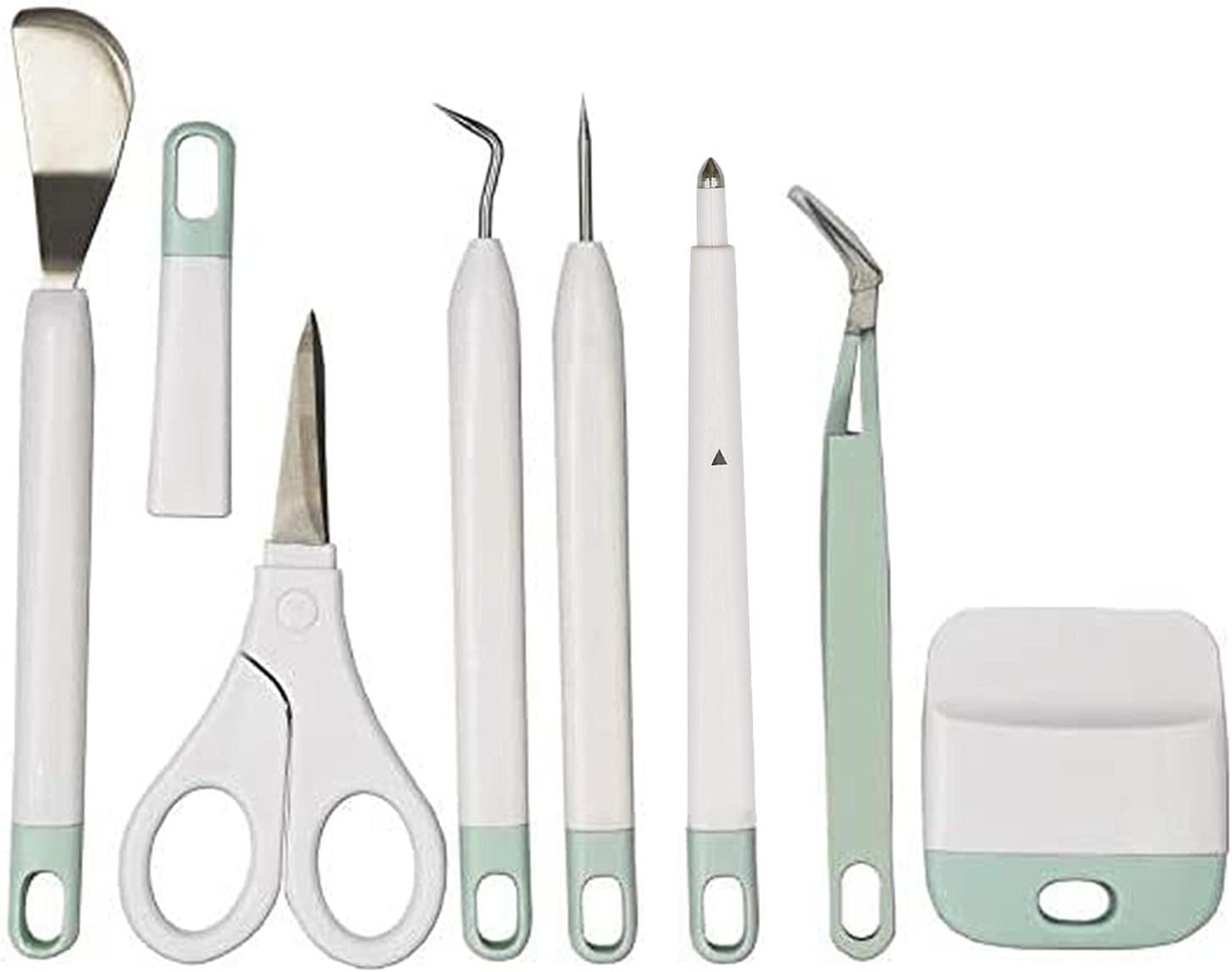 Craft Weeding Tools Kit for Vinyl,Scissor,Tweezers,Weeders,Scraper,Spatula,Scoring Stylus Pen for Cricut,Scrapbooking,Silhouettes and Cardstock,7 pcs Mint
