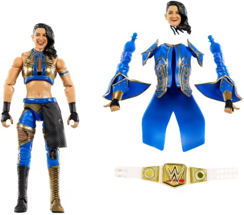 Mattel WWE Ultimate Edition Action Figure & Accessories Set Bayley 6-inch Collectible with Swappable Heads & Hands, 30 Articulation Points