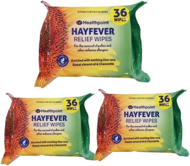 Hayfever Wipes Healthpoint Hay Fever Relief Wipes for Adults & Children 36 Wipes Per Pack (3)