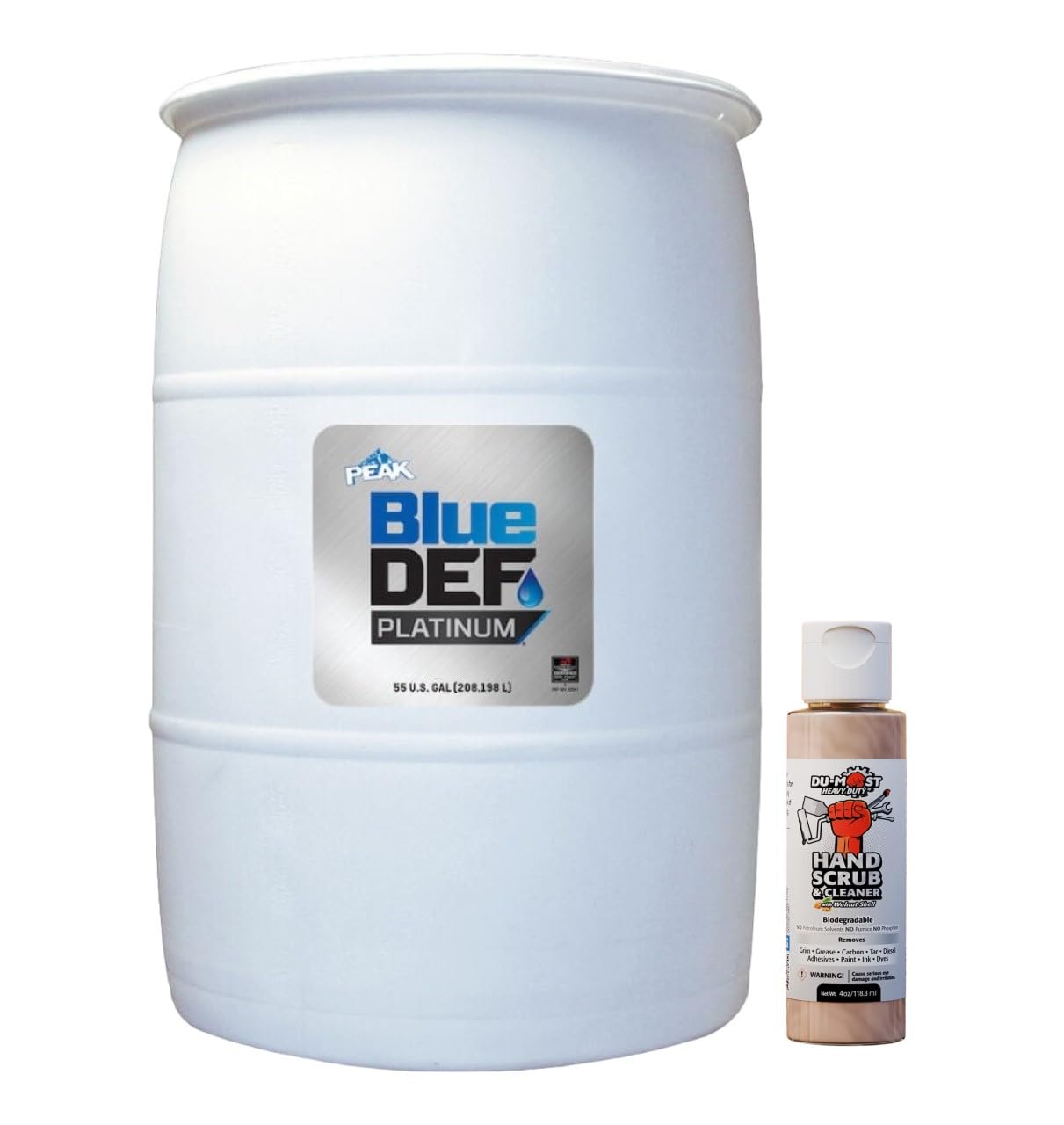 BlueDEF DEG001 Platinum Diesel Exhaust Fluid 55 Gallon Drum Bundle with 1 Pack DU-Most Walnut Hand Scrub Travel Size, 4 oz