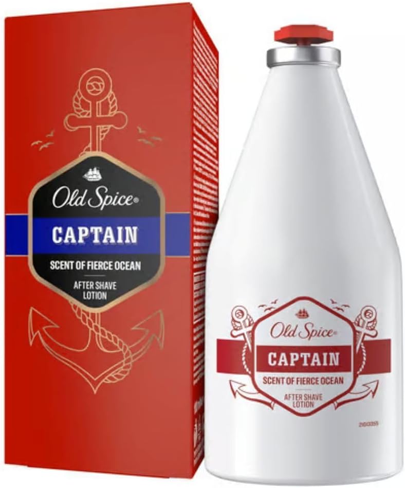 Old Spice Captain After Shave Lotion for Men 100ml with Perfume Quality Scent, Refreshing Lotion for Face and Neck to Cool and Invigorate