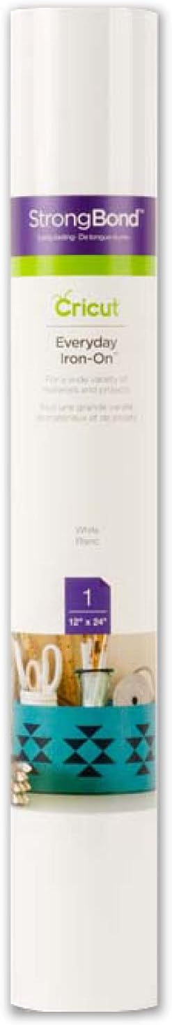 Cricut Everyday Iron On - White, 2ft Roll (12'x24') - HTV Heat Transfer Vinyl for Shirts, Apparel, Hats & More - Compatible with Maker & Explore Machines