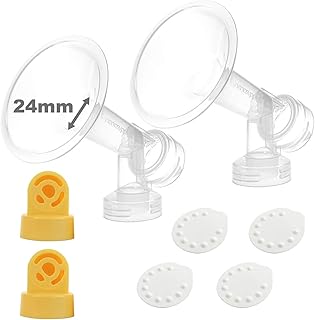 Nenesupply Pump Parts with 24mm Flanges Compatible with Medela Breastpump Incl. Flange Breastshield Valve Membrane for Pump in Style Symphony Swing Not Original Medela Pump Parts
