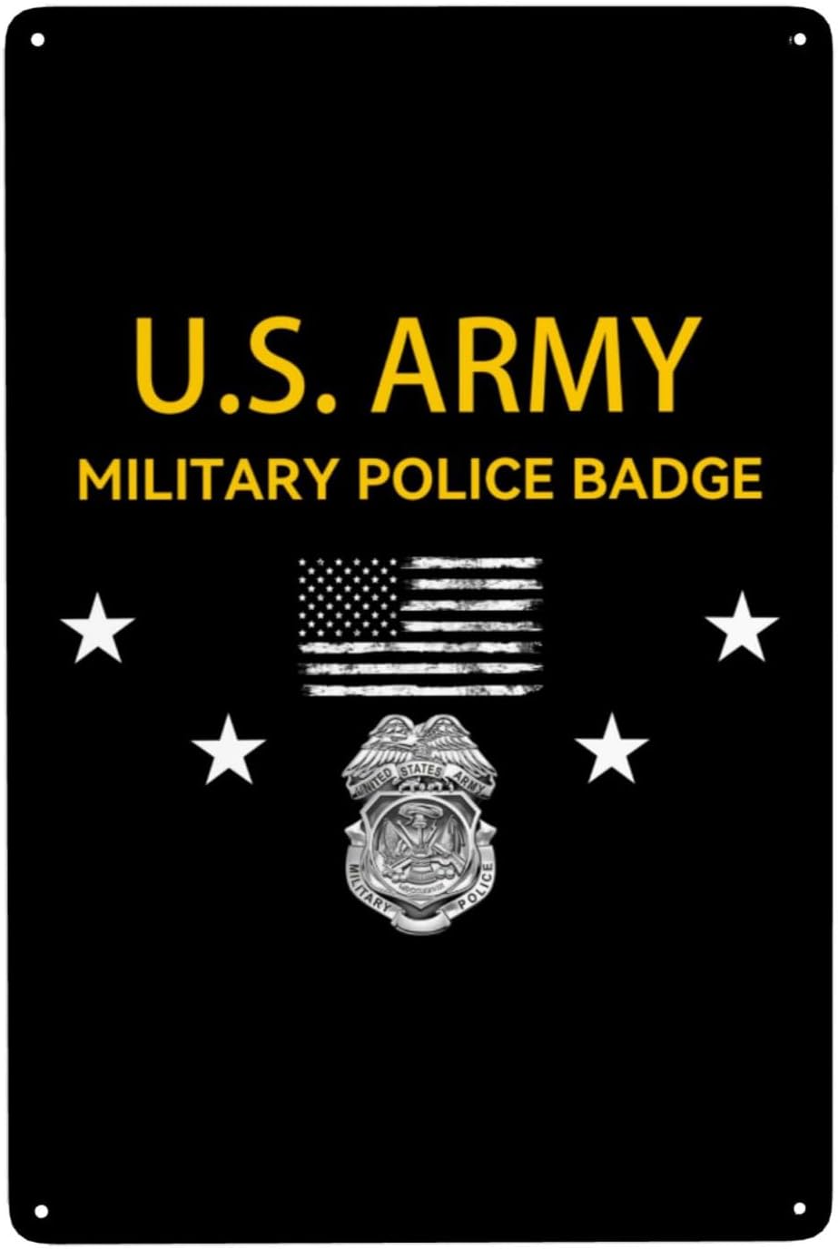 US Army Military Police Badge Elegant Iron Wall Art 8x12 In Handcrafted Iron Canvas Home Decor