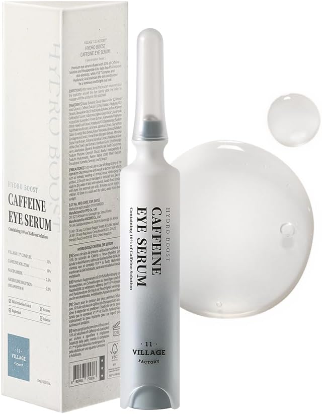 [VILLAGE 11 FACTORY] HYDRO BOOST CAFFEINE EYE SERUM (10ml) Korean Skincare - 10% Caffeine - Hexapeptide-8 & Niacinamide - Anti-Aging & Dark Circle Treatment