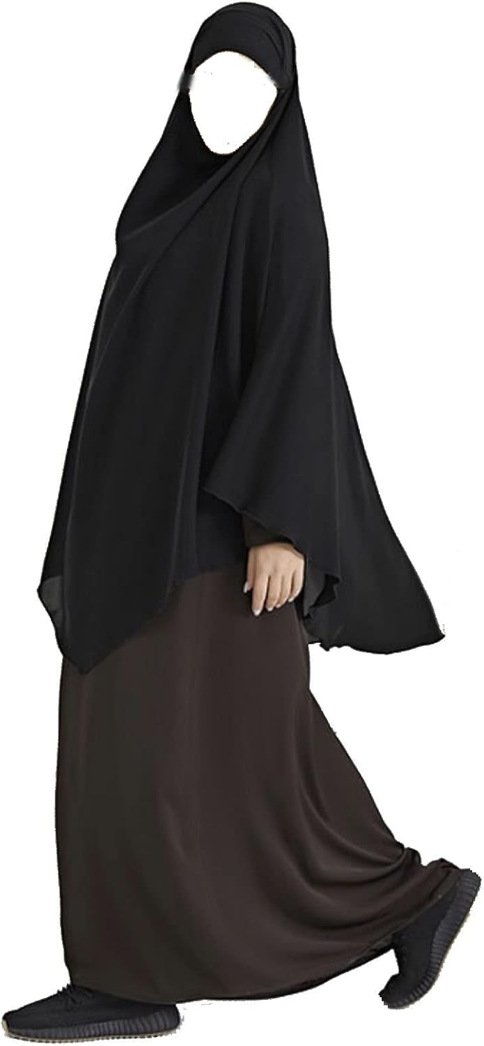 ADULTS BLACK EXTRA LONG MUSLIM PRAYER JERSEY HIJAB BURKHA MAKNA KHIMAR SCARF Womens Islamic Long Khimar, Ladies Soft Muslim Abaya Burqa Prayer Dress For Home, Madrassa, Umrah, Hajj, Ramadan, Eid, Gift