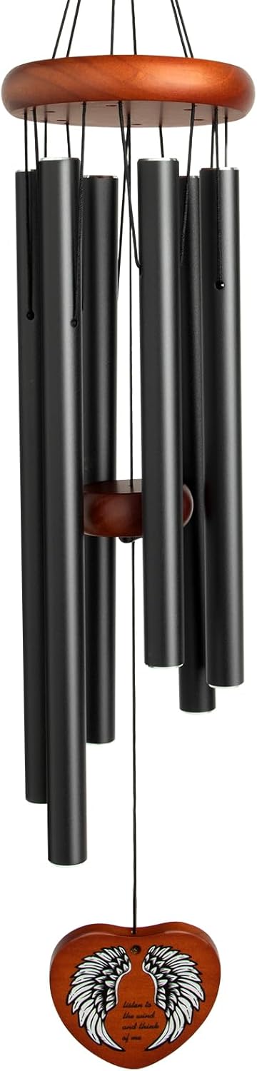 XXXFLOWER Large Aluminium Wind Chimes，Memorial Wind Chime with 6 Tuned Tubes & Heart-Shaped Pendant，Elegant Chime for Garden Patio Balcony House Decoration and Gift（37 Inches）