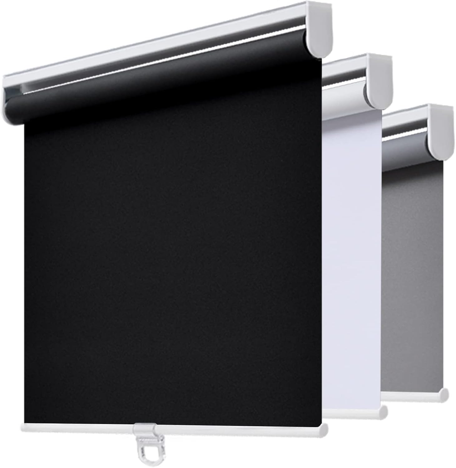AOSKY Cordless Roller Shades Blackout Blinds for Windows Room Darkening Rolled Up Shades with Spring System, UV Protection Window Shades Door Blinds for Home and Office (34" W x 72" H, Black)