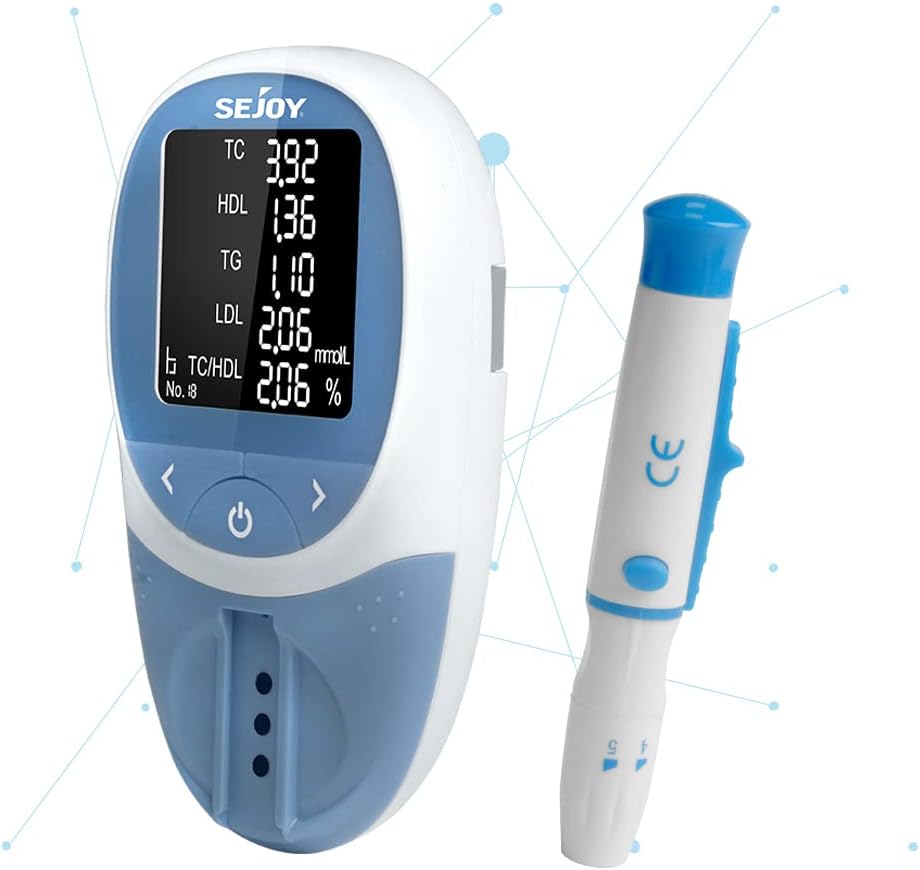 Lipid Monitor Meter Kit - 5 in 1 Cholesterol, HDL, Triglycerides Test - Complete Testing System for Home Health Monitoring