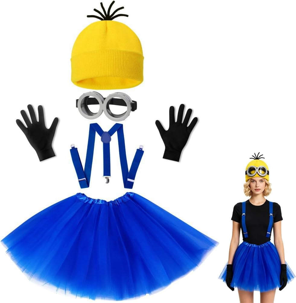 Yellow Halloween Costume Accessories Set with Hats Steampunk Goggles Glasses Gloves For Adults Cosplay Dress Up Outfit Party