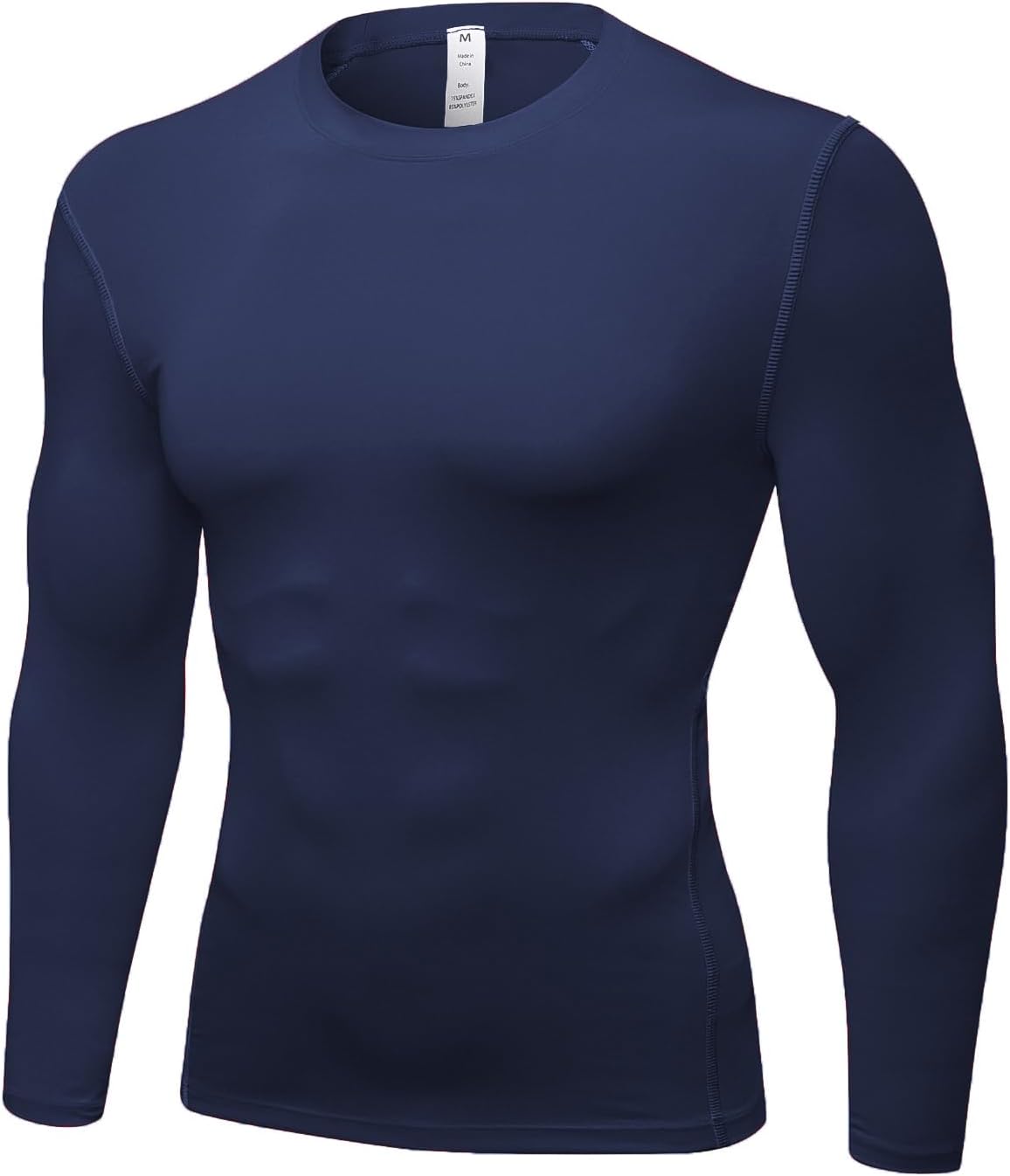 Men's Compression Long Sleeve Shirts, Cool Dry Sport Workout Underwear Shirt Athletic Baselayer Running Tops 1/2 Pack