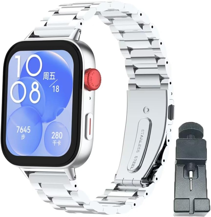 Watchband Compatible with Huawei Watch Fit 3/4/4pro Band,Stainless Steel Metal Replacement Strap Bracelet for Huawei Watch Fit 3/4/4pro Woman Man