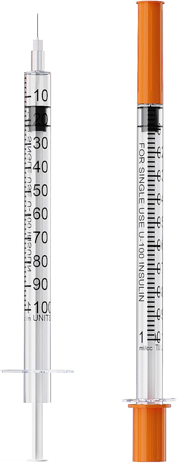 8 Pcs Insulin Syringe U-100 | 1ml/cc with 31G 5/16'' (8mm) Needle, Individual Packaging