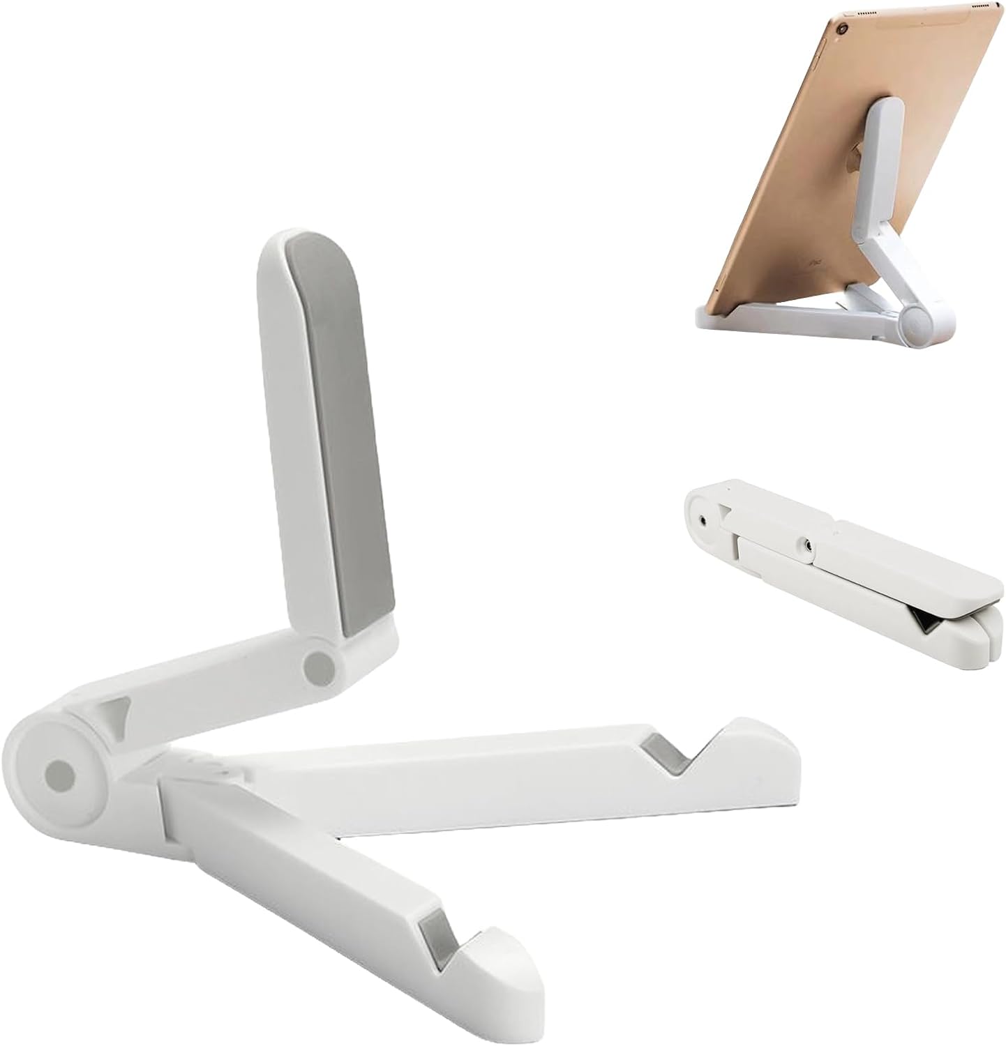 BAOWUABJ Tablet Stands and Holders Adjustable,iPad Stand, Portable Tablet Stand Holder for iPad, Kindle Fire Tablets, Desktop Mobile Phone Stand (White)