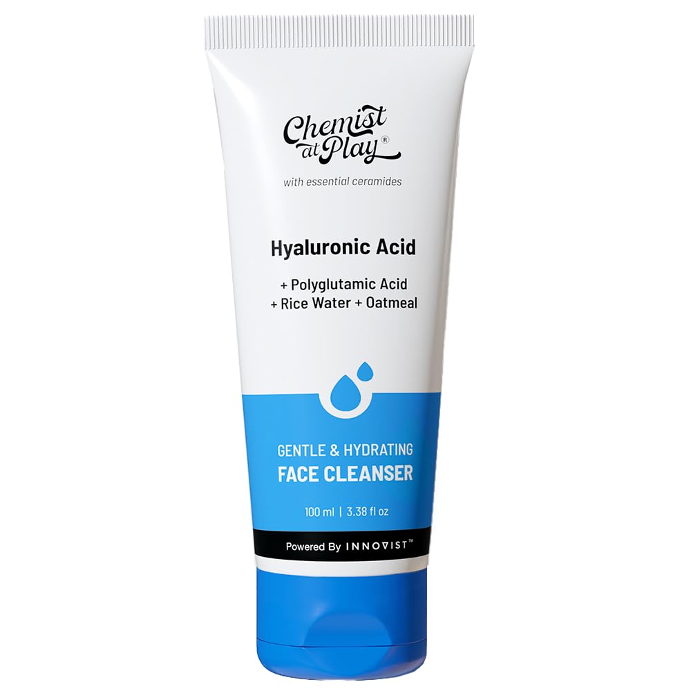 Chemist at Play Gentle & Hydrating Face Cleanser | Hydrates Dull & Dry Skin | Enriched with Vitamin E, Rice Water & Oatmeal | Removes Excess Oil & Dirt | For All Skin Types | For Men & Women | 100ml