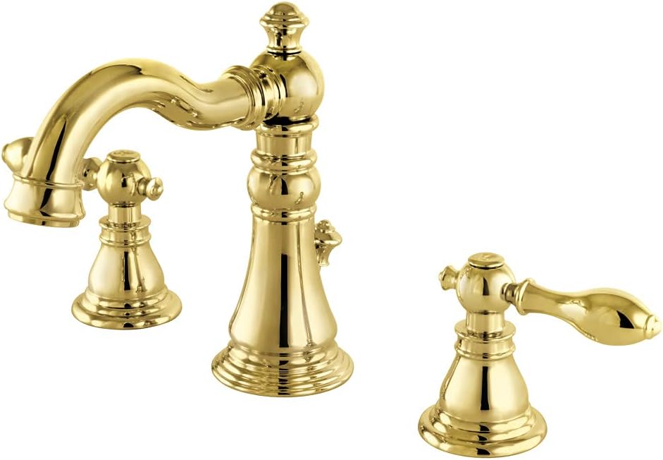Kingston Brass FSC1972ACL American Classic Widespread Bathroom Faucet, 5-1/8 Inch in Spout Reach, Polished Brass