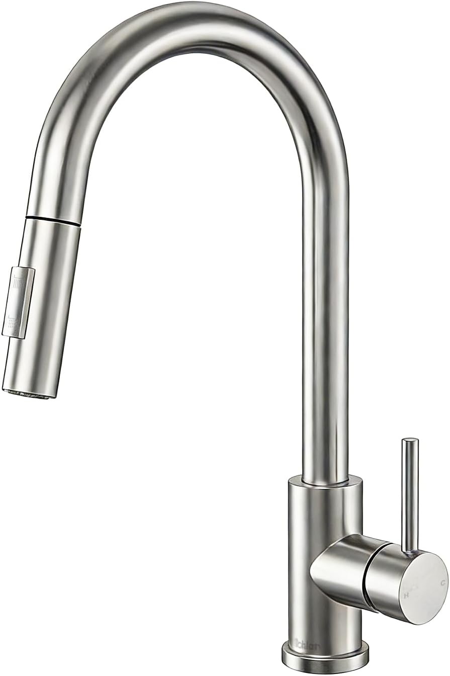 Tohlar Kitchen Tap with Pull Out Sprayer, Kitchen Mixer Tap Brsuhed Nickel | 2 Modes Spray, Stainless Steel Kitchen Sink Tap, 360° Swivel Spout, Modern Design