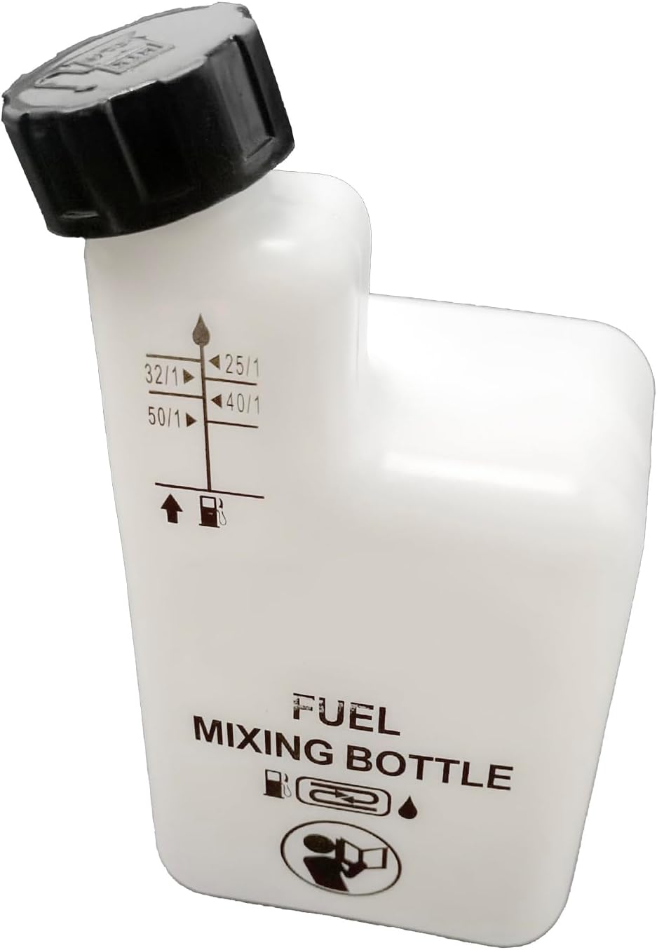 2 Stroke Engines Oil Fuel Mixing Bottle 4 Ratios 32:1/50:1/40:1/25:1, Reusable Motorbike Motorcycle Lawnmower Brush Cutter Chainsaw White