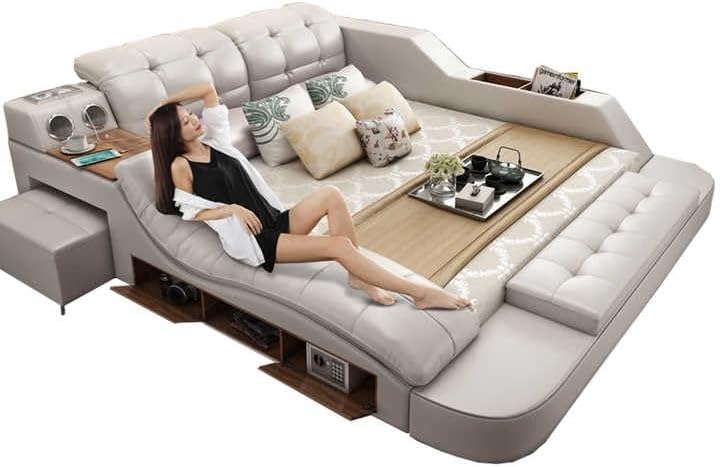 Smart Bed Sofa with Massage Recliner (Dark Gray)