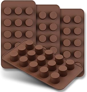 homEdge 15-Cavity Mini Cup Chocolate Mold, Set of 4PCS Non Stick Food Grade Silicone Mold for Candy Keto Fat Bomb, Chocolate, Peanut Butter-Pay Attention to the Size!