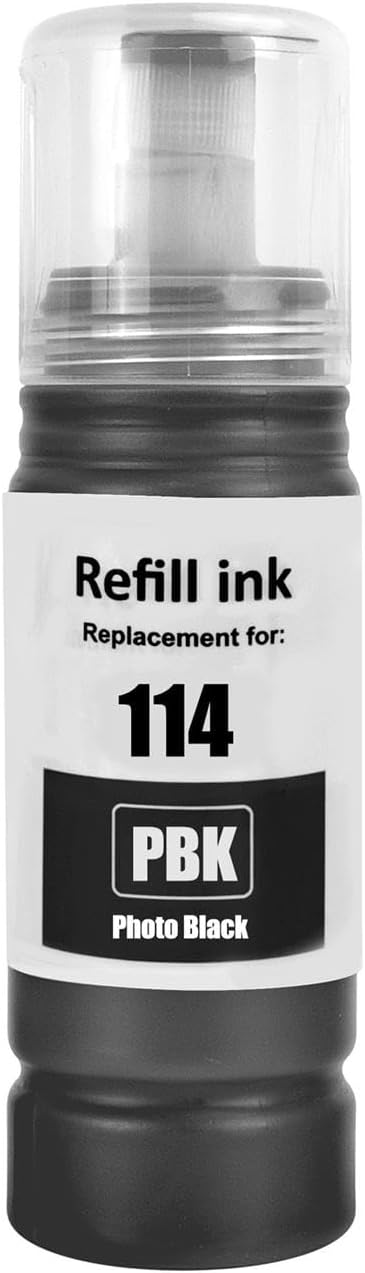 Go Inks Compatible 114PBk Replacement for Epson 114 Photo Black Refill Ink Bottle 70ml for use with Epson EcoTank ET-8500 & ET-8550 printers
