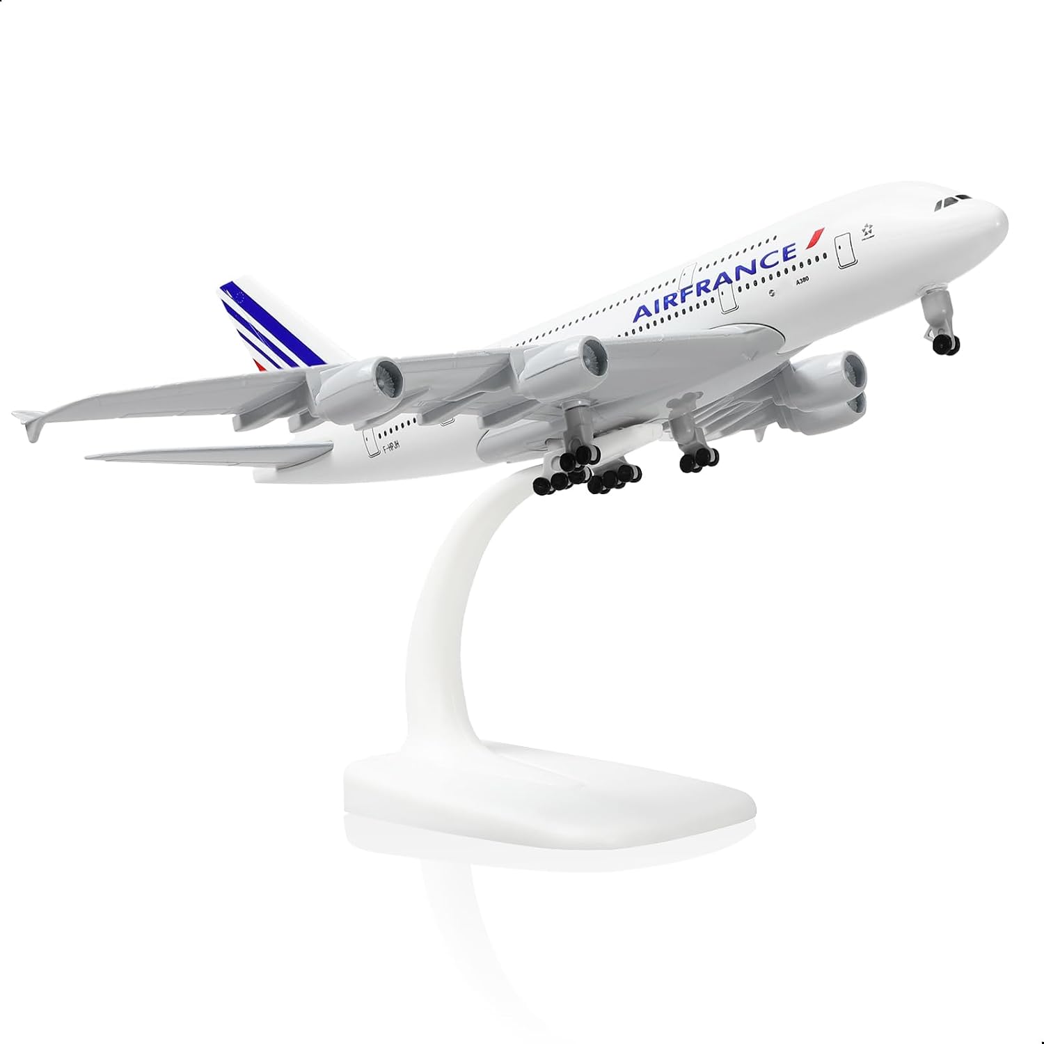 A380 France 1/300 Die-cast Metal Airplane Model Sky Jumbo a380 Model Plane with Stand (7.5 inches Long) for Aviation Enthusiast Gift or Display Decorations