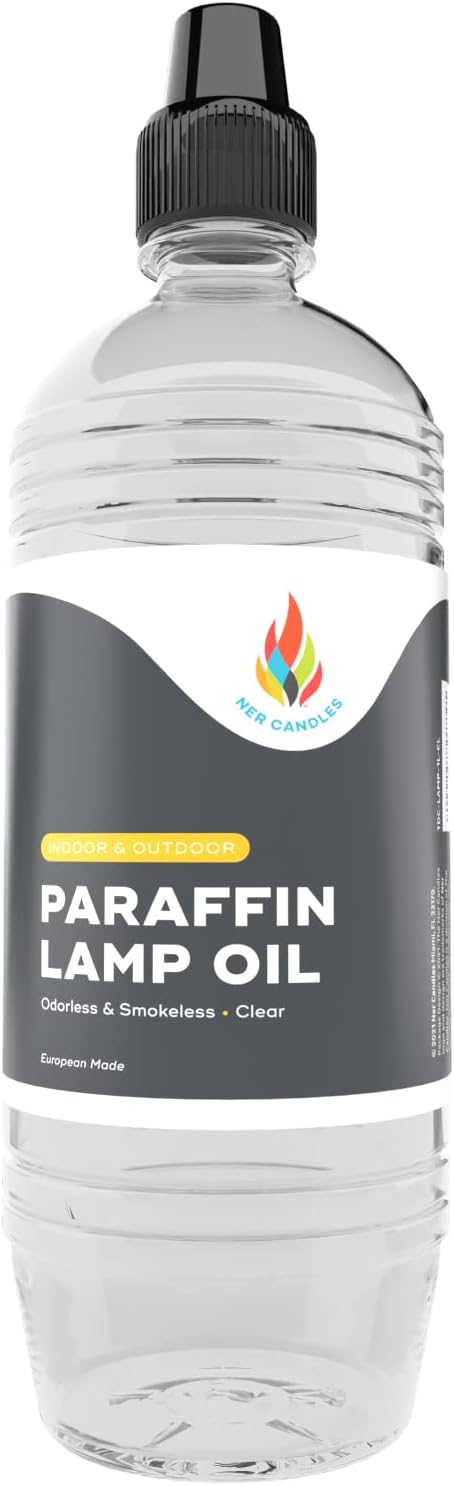 The Dreidel Company Liquid Paraffin Lamp Oil - Half-Liter (500mL) - Smokeless, Odorless, Ultra Clean Burning Fuel for Indoor and Outdoor Use (Clear)