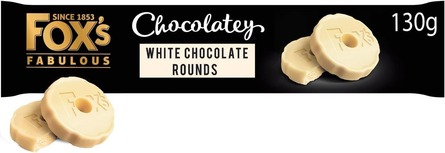 6 x Biscuits Chocolatey White Chocolate Rounds 130g Twisty Treat "Deliciousness that brings a smile" For All Occasions