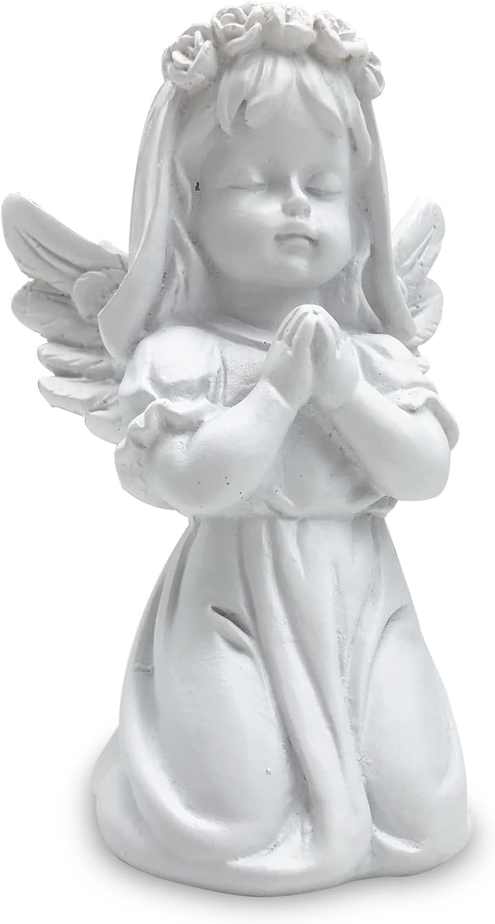 Cherubs Angels Resin Garden Statue Figurine, Adorable Angel Sculpture Memorial Statue, Indoor Outdoor Home Garden Decoration (Praying Cherub-Girl)