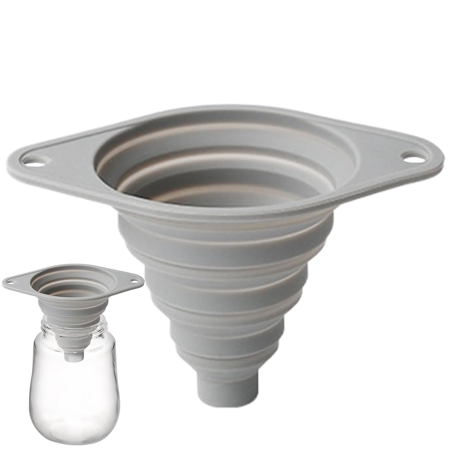Silicone Funnel, Colla-psible Funnel, Durability Kitchen Large Wide Mouth, Silicone Funnels for Kitchen Use Filling Bottles, Daily Cooking, and Water Or Powder Transfer, Fold Flat for Space Saving