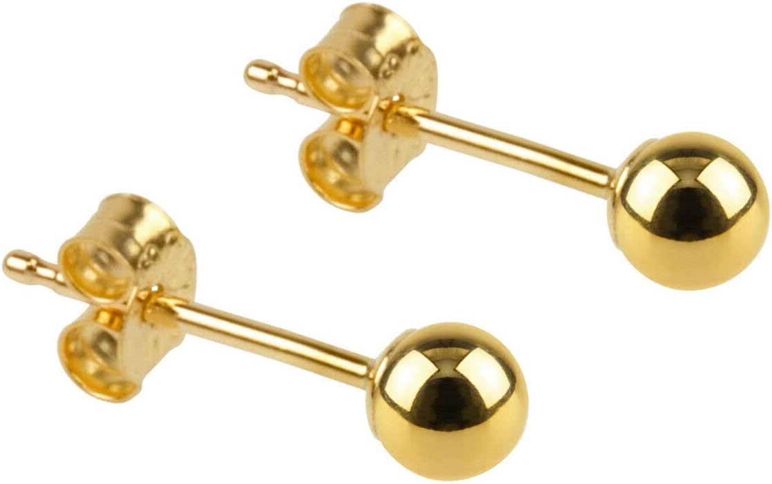 Old English Jewellers 9ct Yellow Gold 3mm Ball Stud Earrings. Women's Gold Earrings - Small Gold Studs Earrings for Women with Ball Studs Design in Branded Gift Packaging.