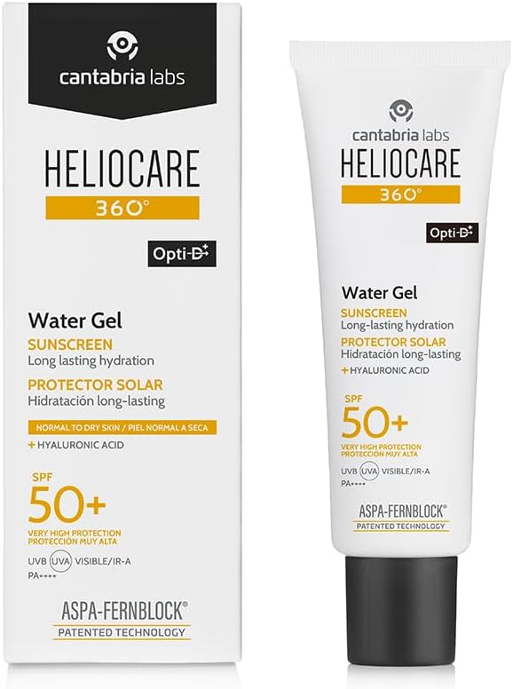 Heliocare 360° Water Gel SPF50+, Hydrating Sun Cream with ASPA-Fernblock+ Technology to Protect Against UVA, UVB, Visible Light and Infrared A-Rays, Lightweight, Anti-Ageing, Cruelty Free (50ml)