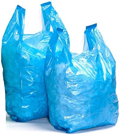 Sabco - 100pcs 12x18x24" Blue Carrier Bags - Vest Style Plastic Bags With Handles