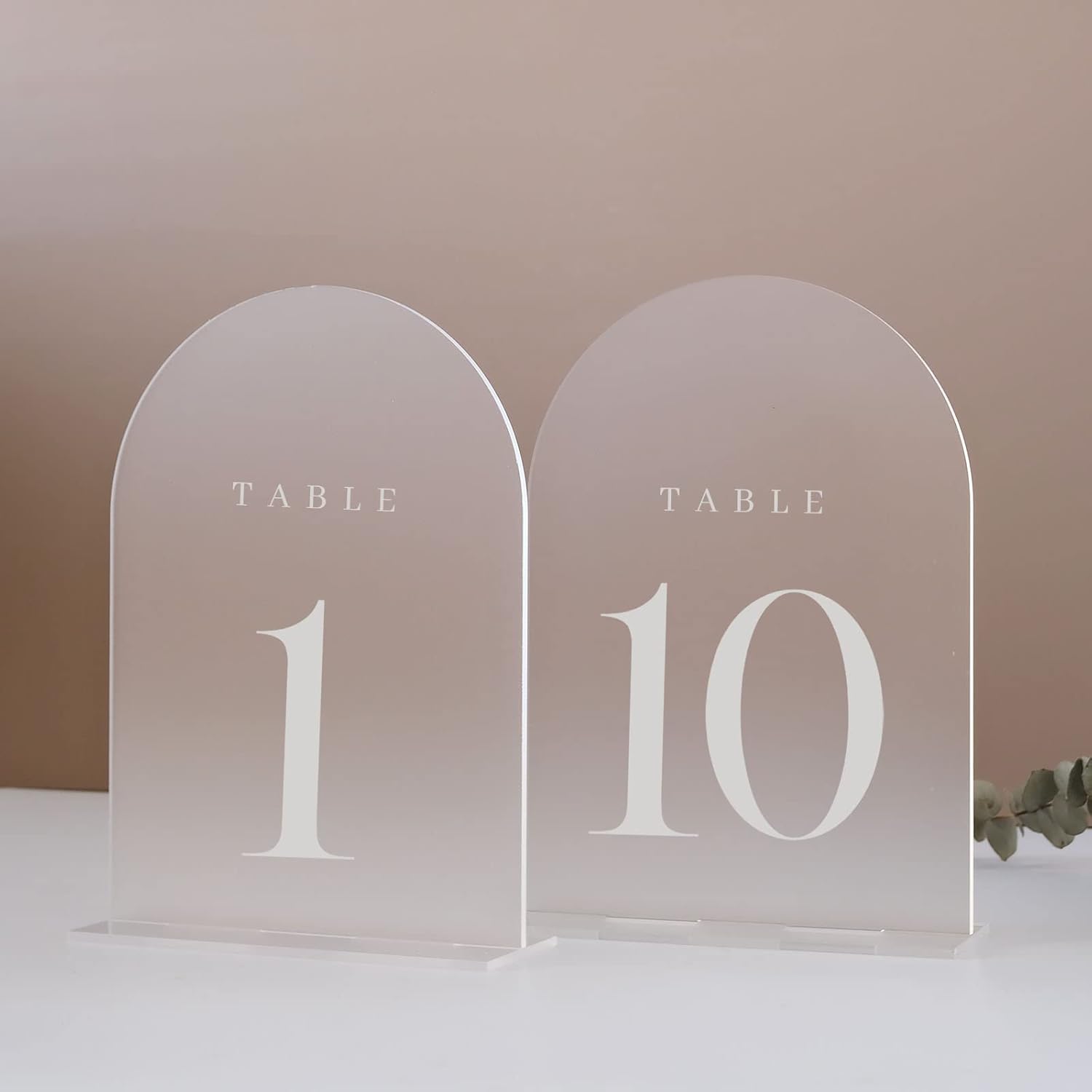 JINMURY Frosted Arch Table Numbers for Wedding Reception, 10 Pack 5x7" Frosted Arch Acrylic Signs with Holder Acrylic Table Numbers 1-10, Perfect for Centerpiece Wedding Reception