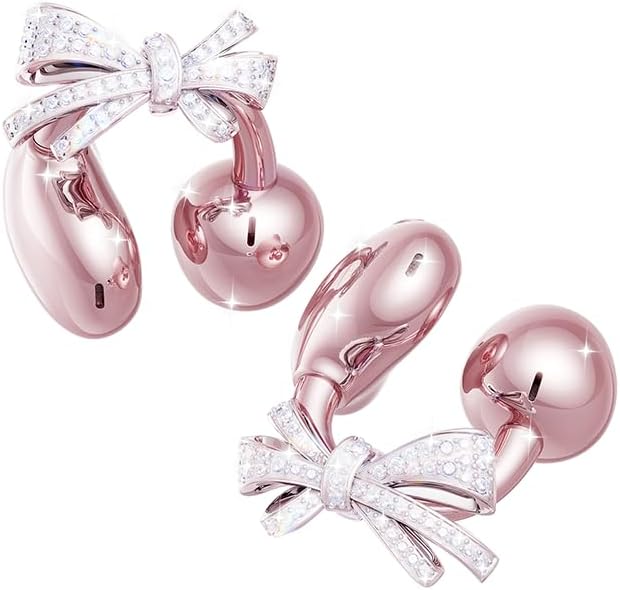 Kinglucky Crystal Bow Ear Cuffs for Clip-On Earbuds, Jewelry-Inspired Accessory for Open-Ear Headphones (No Earbuds, Not Earrings)