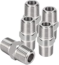 Joywayus Hex Nipple 1/2" NPT Male x 1/2" NPT Male Threaded Stainless Steel 304 Threaded Nipple Pipe Fittings for Brew Kit Home Piping (Pack of 5)