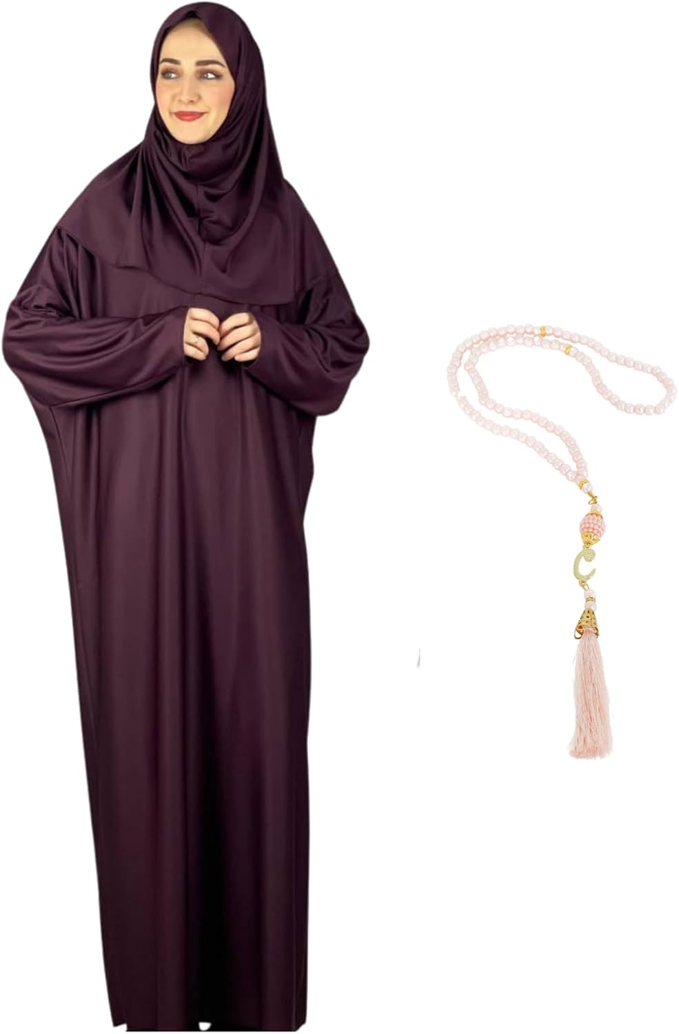 Modish Group Women Prayer Clothes With Hijab Muslim Outfits Long Robe Abaya Turkish Islamic Dresses Dubai Kaftan With Rosary